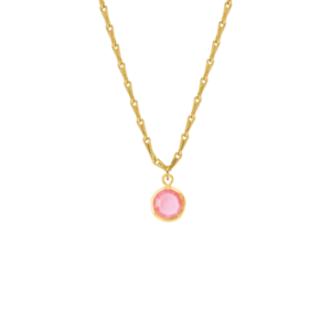 Pink Topaz Gold Crystal Necklace