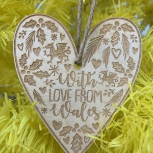 WITH LOVE FROM WALES Wooden Decoration