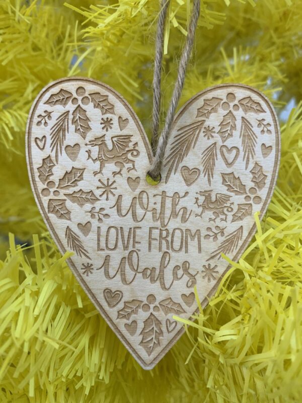 WITH LOVE FROM WALES Wooden Decoration
