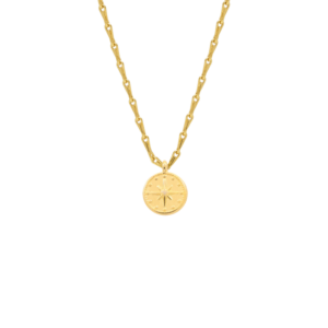 Gold North Star Medal Necklace