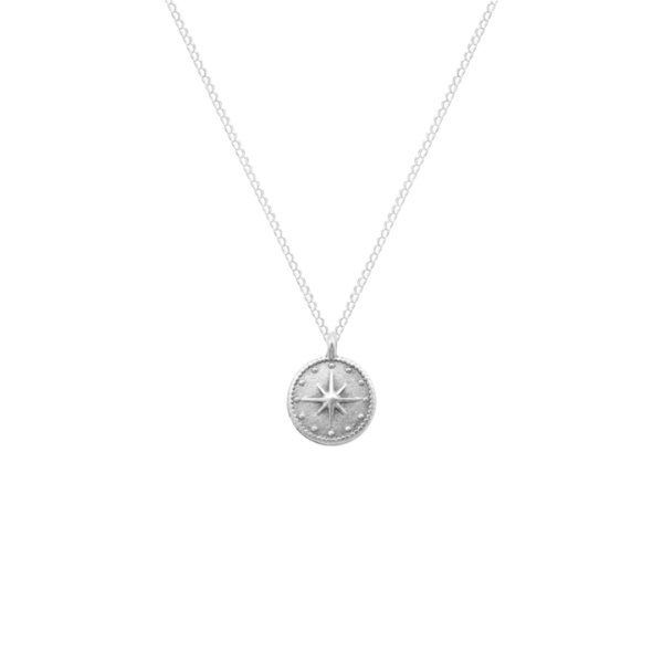Silver North Star Medal Necklace