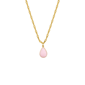 Pink Teardrop Enamel Charm Necklace