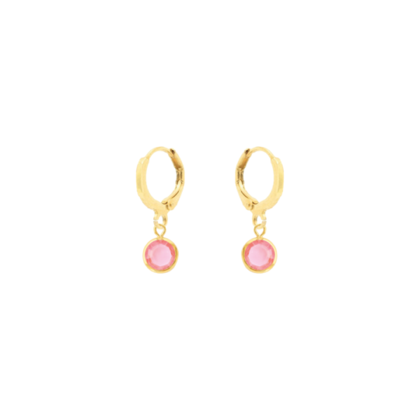 Crystal Huggies Pink Topaz - Gold
