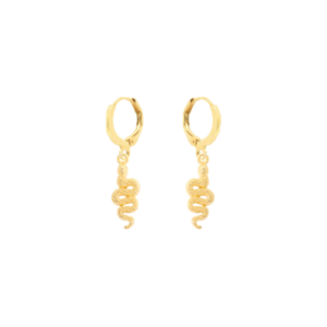 Gold Snake Charm Huggies Earrings
