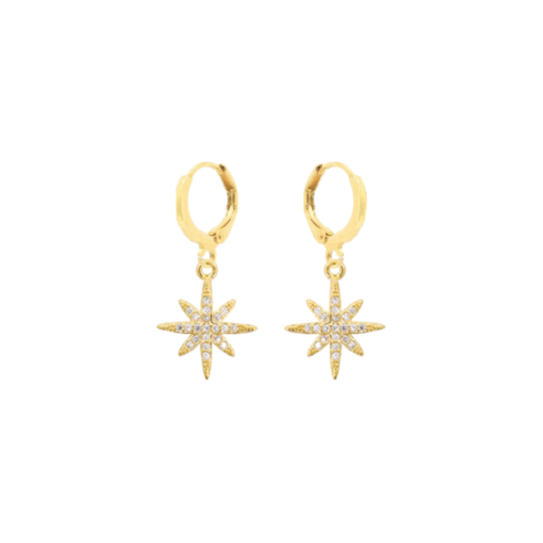 Sparkle Star Charm Huggies Earrings-Gold