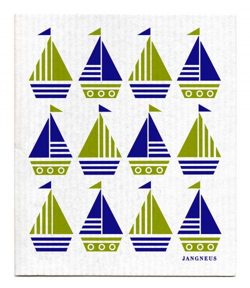 Jangneus Green Sailing Boats Dishcloth