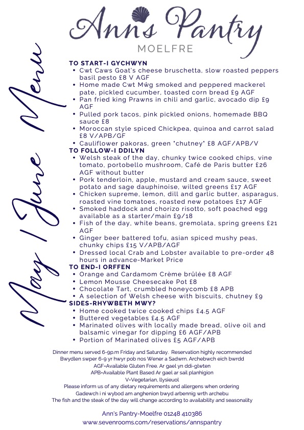 May June Evening menu