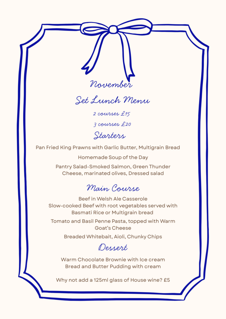 This is a menu showing the November Set Lunch Menu